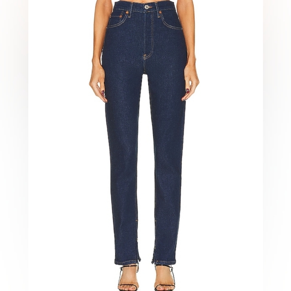 Re/Done drainpipe super high waist skinny jeans in rigid like color size 26 - Picture 3 of 15